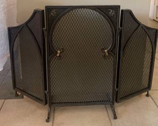 Hollywood Regency Style Wrought Iron Fireplace Screen