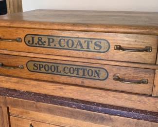 J.P. Coats Spool Cotton Wooden Storage Box
