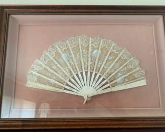 Antique Shadow Box with Victorian Lace Fan