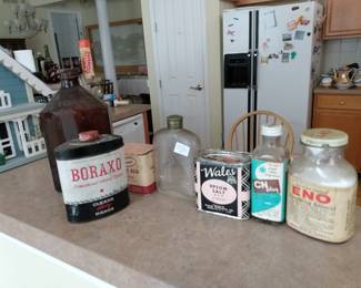 Various vintage containers