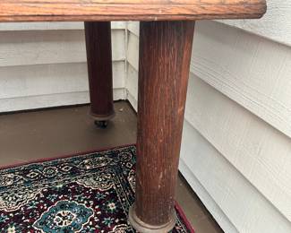#7 - $250 - Oak Table w/ Tigerwood Legs 30H X 42W X 42D