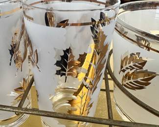 #2 - $80 - Vintage Mid-Century Modern 8 glasses, Caddy & ice bucket
