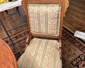 #44 - $600 - Victorian Walnut Round Table and 4 Chairs 60"dia.