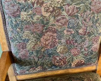#17 - $90 - Oak Rocking Chair w/ Upholstered Seat & Back 24W X 39H X 27D