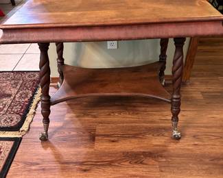 #39 - $180 - Hall Table 30H X 35W X 23D on Claw Foot Casters