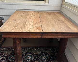 #7 - $250 - Oak Table w/ Tigerwood Legs 30H X 42W X 42D