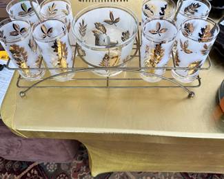 #2 - $80 - Vintage Mid-Century Modern 8 glasses, Caddy & ice bucket