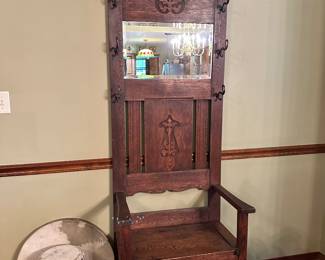 #49 - $250 - Oak Hall Tree 77H X 28W X 16D