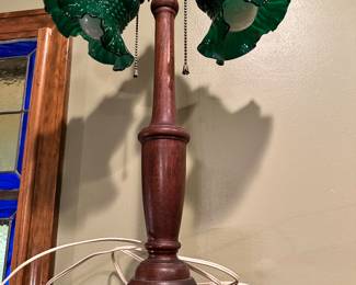 #26A - $80 - Antique lamp with green globes