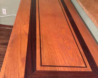 #22 - $290 - 6-Drawer Oak Dresser w/ Walnut Inlay 38H X 58W X 23D