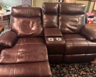 #21 - $800 - Carter Power Reclining Loveseat with Console by Flex steel- 42H X 72W X 27D (New $3200 Loveseat alone) buy the set for $1400 -