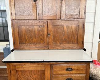 #10 - $400 - Oak Hoosier Cabinet 72H X 44W X 27D