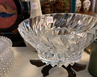 #108 Crystal Bowl on a Wood Stand - 9x5 $20.00