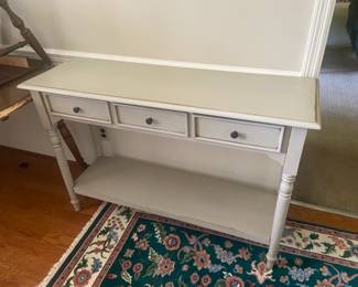 #216 handmade wood sofa table teal 3 drawers 48x16x31 $100.00