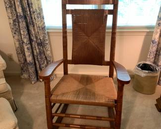 #129 Wood Rocker w/rushing Seat and Back $75.00