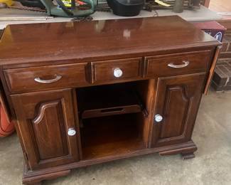 #215 Taylor Jamestown server on wheels with 1 drawer, 2 doors, tray drop side 38-60x18x31 $100.00