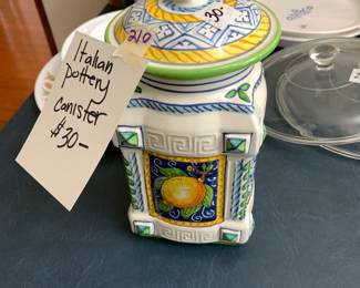 #210 Italian Pottery Cannister w/lemon $30.00
