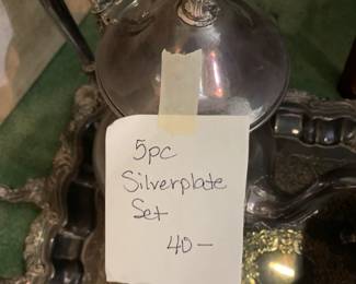 #217 3 Piece silver plate tea set $40.00