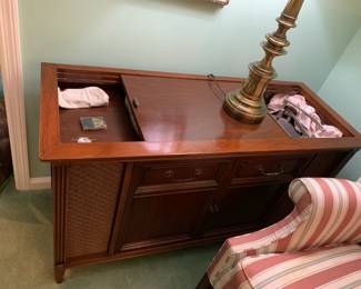#37 Magnavox Stereo/Turntable Cabinet - (radio works, Turntable needle must be placed on the record) - 45x18x27 $75.00