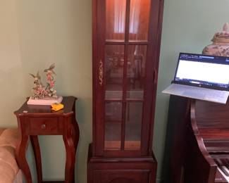 #30 Wood Display Cabinet w/3 glass Shelves, 1 wood door, 1 glass door & Lighted - 18x10x27 $120.00