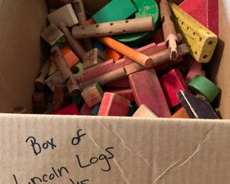 #140 Box of Lincoln Logs & Blocks $25.00