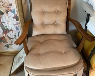 #73 Vintage Chair w/cushion w/wood Arms/legs $30.00
