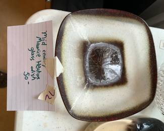 #72 Mid-Century Maurice Heaton Glass Dish $50.00