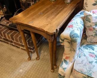 #78 Set of 2 Maple Stacking Tables - 17.5x25x23 (as is finish) $75.00