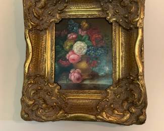 #45 Heavy Gold Gilded Frame of Oil painting of Flowers - 15x19 $75.00