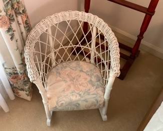 #9 kid white wicker rocker $20.00