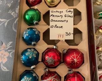 #111 Vintage Coby Mercury Glass Ornaments - 10 pieces $30.00