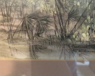 #157 Vintage Gold Framed Watercolor of Ducks in Water - 30x25 $75.00