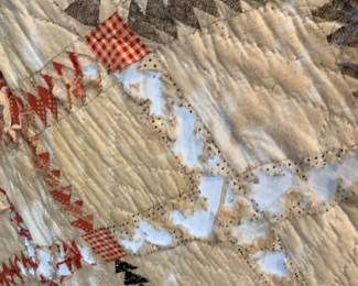 #144 Flying Geese Quilt - 78x64 - As is Several Holes and Tears $20.00
