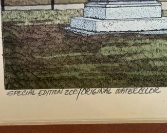 #55 Original Watercolor of University Building - signed by Artist - Framed - 33x24 $125.00