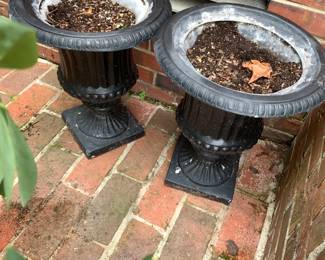 #94 Pair of Black Plastic urns for planters - 17" Tall $40.00
