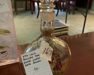 #167 Vtg. Czech Borocristal Crystal bottle Decanter $45.00