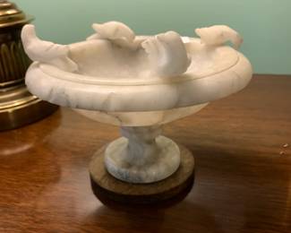#218 soap stone 4 bird bath stand small $75.00