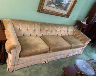 #27 button back sofa cream 8 foot $30.00