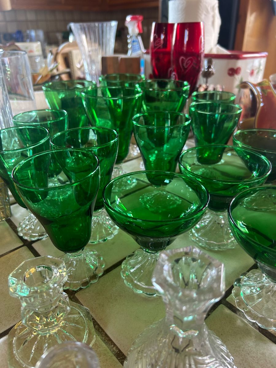 Vintage Green Glassware