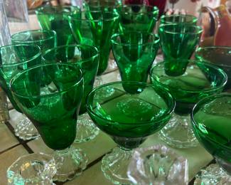 Vintage Green Glassware