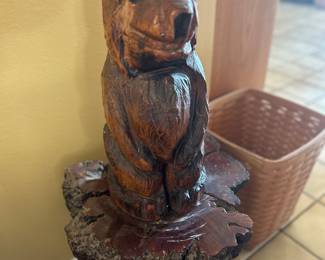 Live edge side table. Bear is not attached.