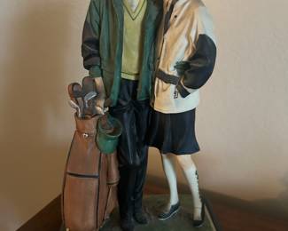 Italian Ceramic Golfer Couple Tall 12" est.