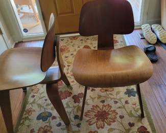 Pair Charles Eames/ Herman Miller wooden dining chairs