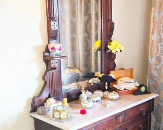 Beautiful antique dresser with mirror.