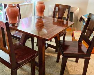 Newer pine table and chairs