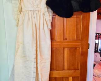 Antique wedding gown & mink stole