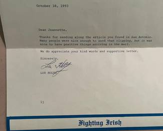 Signed letter from Lou Holte