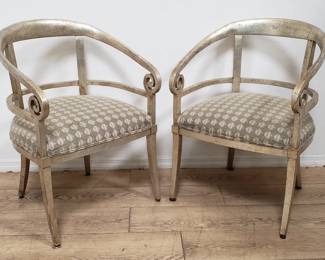 Pair of Italian neo-classical style wood arm chairs