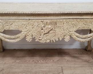 Hand carved console table with Poseidon motif