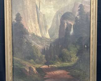Joseph John Englehart "Yosemite Valley" antique oil on canvas painting